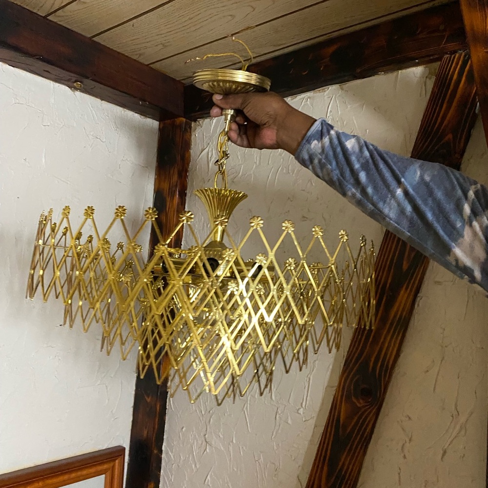 Vintage Large Expandable Metal Chandelier